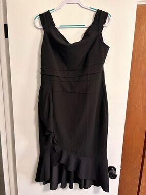 Black Sleeveless Ruffle Hem Cocktail Dress